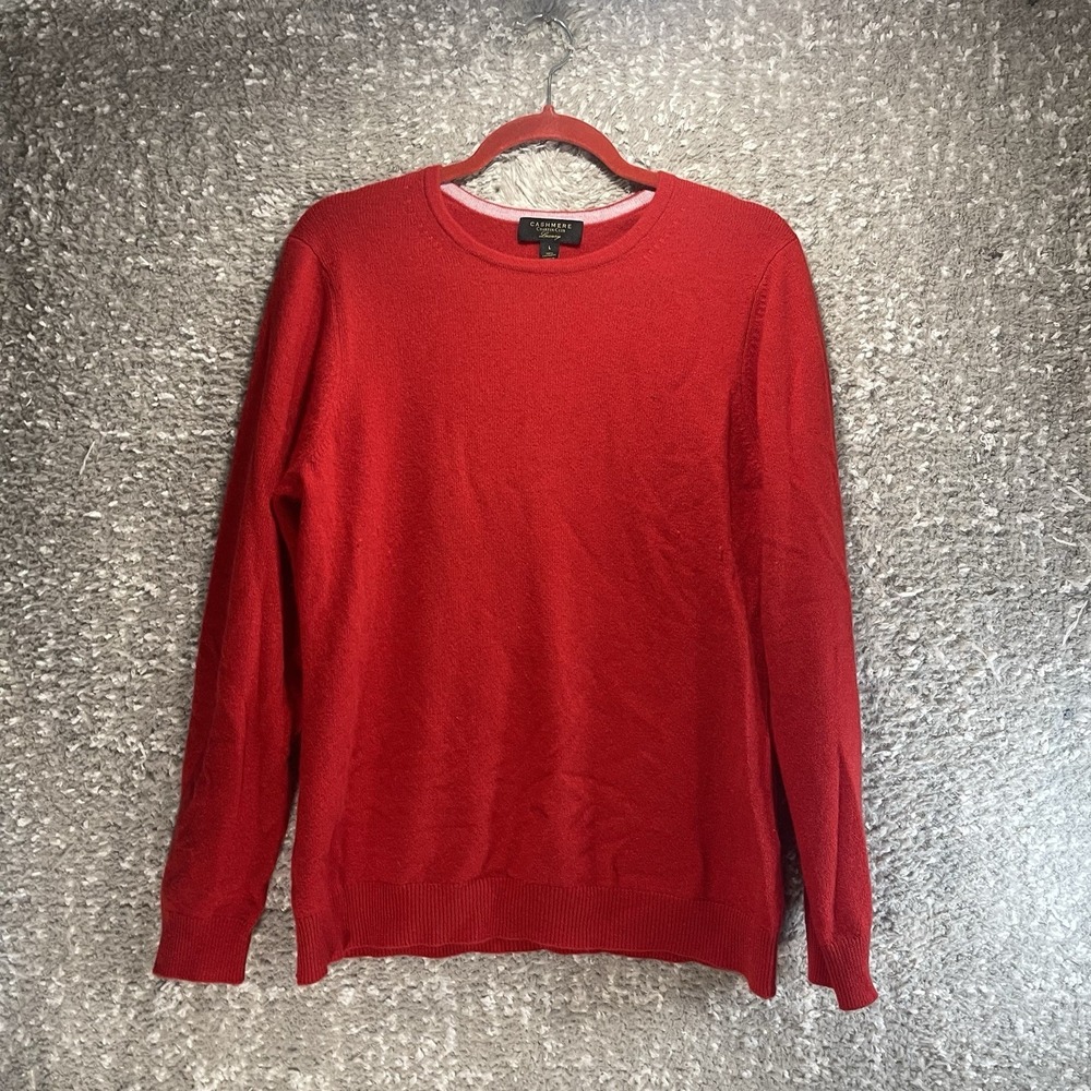 CHARTER CLUB Luxury 100% Cashmere Red Sweater Large Preppy Old Money Academia